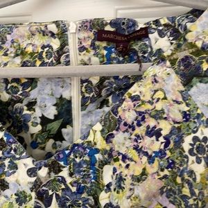 Marchesa Voyage Dress Floral Cocktail Ruffle Hem Size 8